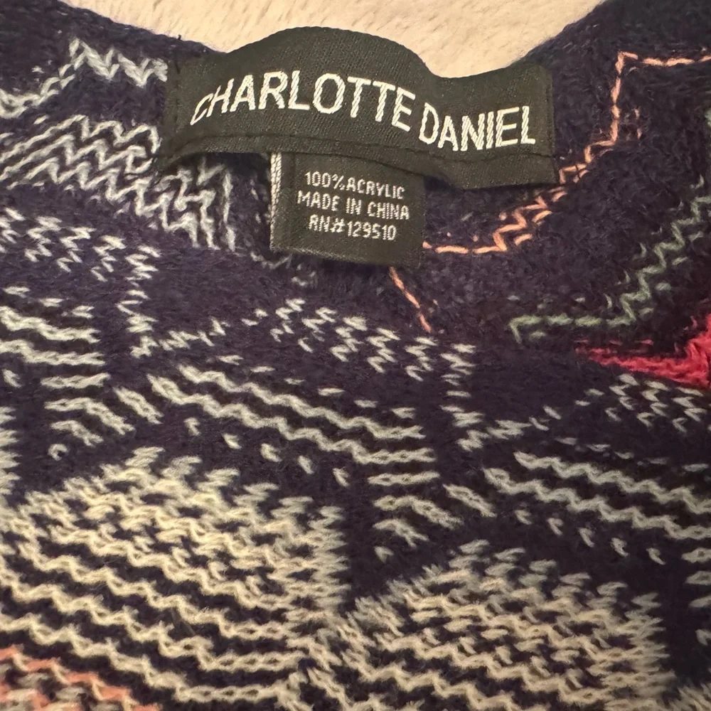 Charlotte Daniel Multicolor‎ Chevron Patterned Poncho